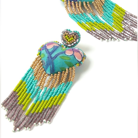 NWT Deepa Gurnani Beaded Heart Fringe Chandeliers - Picture 14 of 15